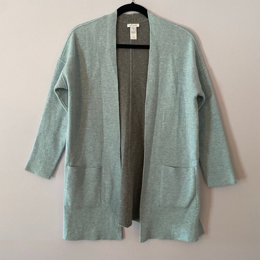 J. Jill Blue Gray Reversible Cardigan Sweater Cotton Blend Minimalist XS Petite